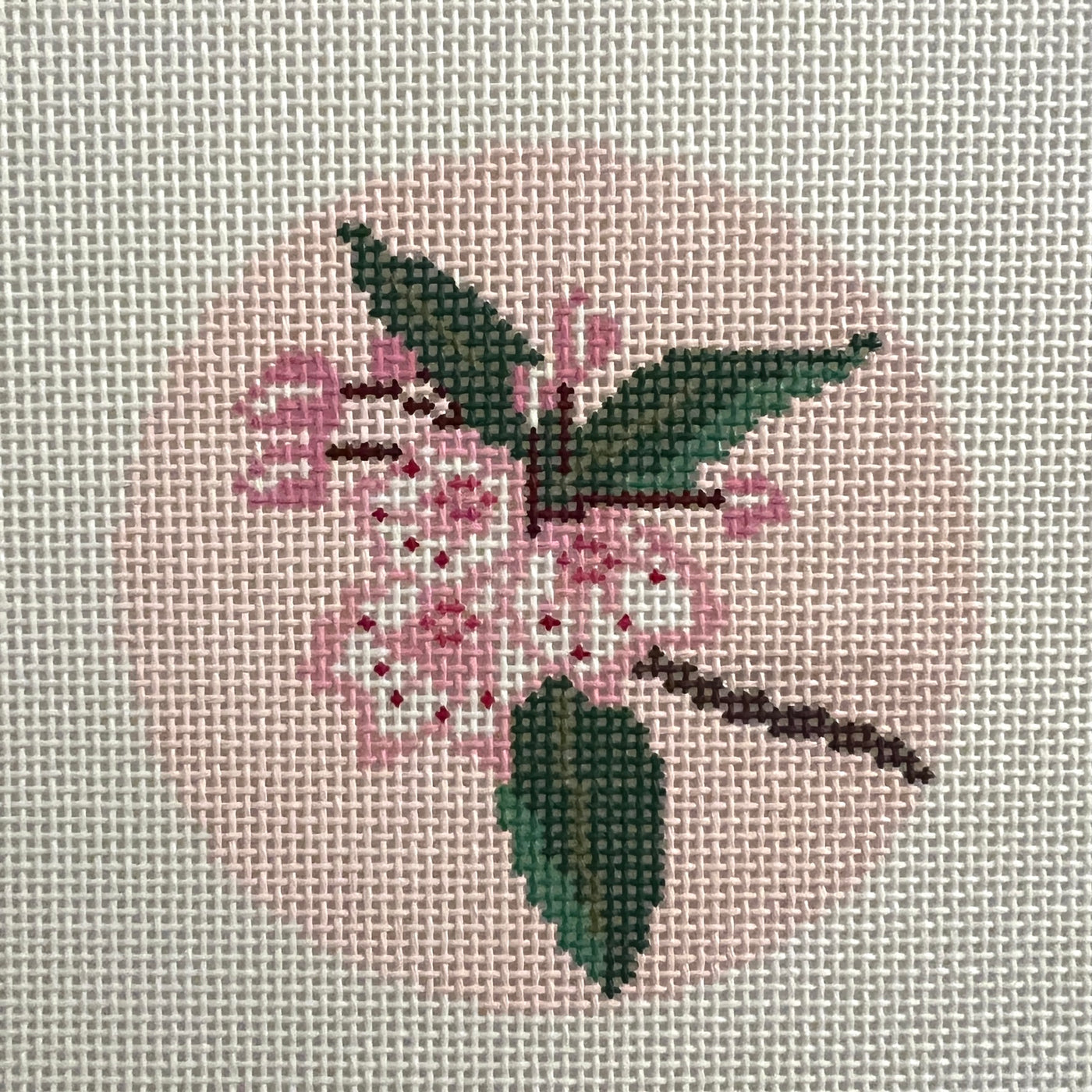 Pink Orchid Ornament Needlepoint Canvas