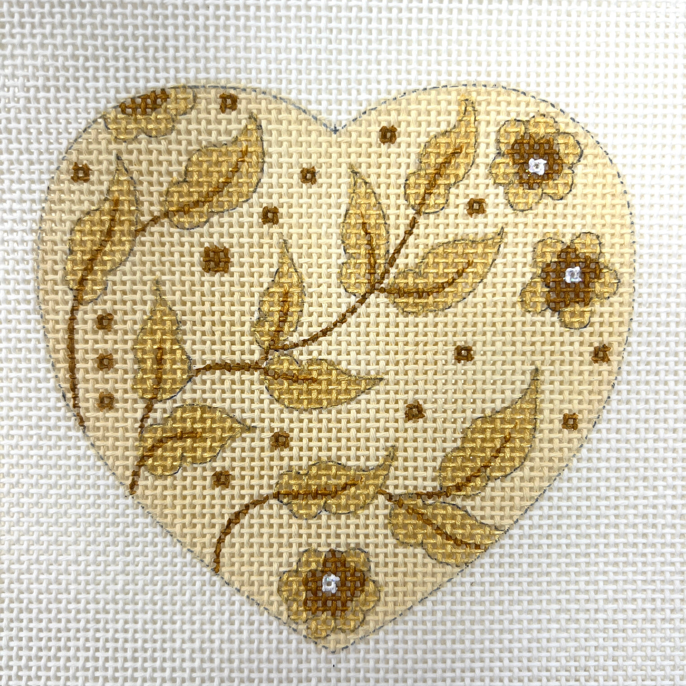 Yellow Vine Heart Needlepoint Canvas