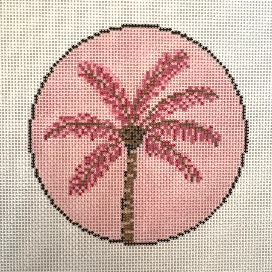 Pink Palm Tree Needlepoint Canvas