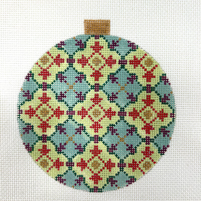 Florentine Pink & Turquoise Ornament Needlepoint Canvas