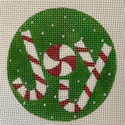 Candy Cane Joy Ornament Needlepoint Canvas