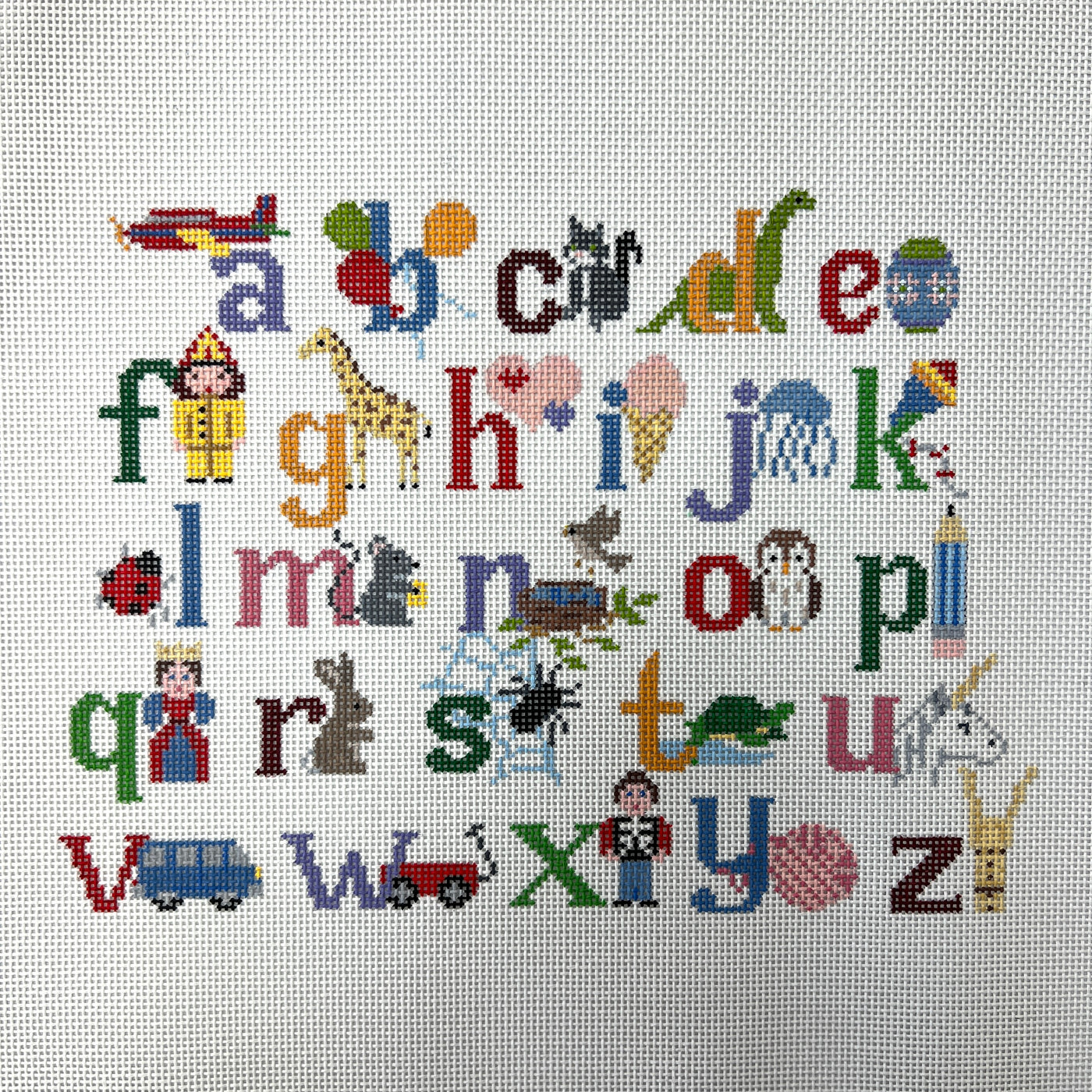Alphabet with Characters Needlepoint Canvas