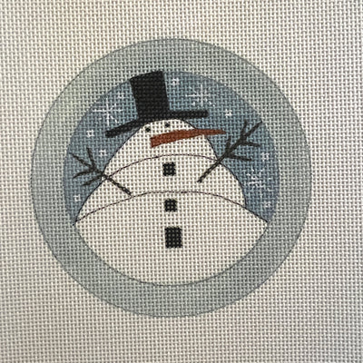 Small Button Snowman Ornament Needlepoint Canvas