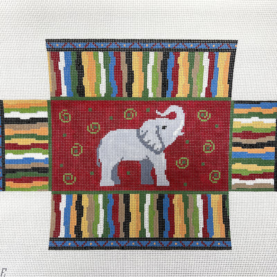 Elephant Brick Cover with Stripes Needlepoint Canvas