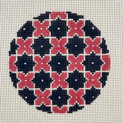 Blue & Pink Geometric Insert Needlepoint Canvas