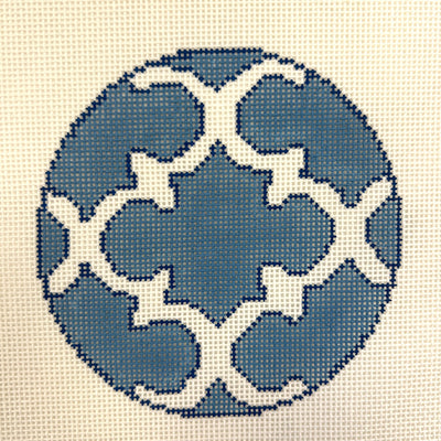 Blue & White Moroccan Tile Insert Needlepoint Canvas