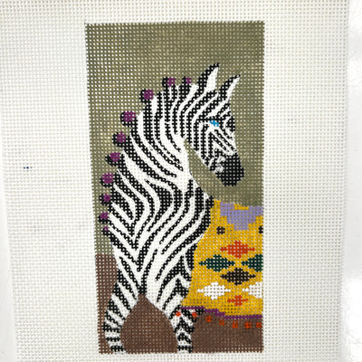 Zebra with Colorful Blanket Eyeglass Case Needlepoint Canvas