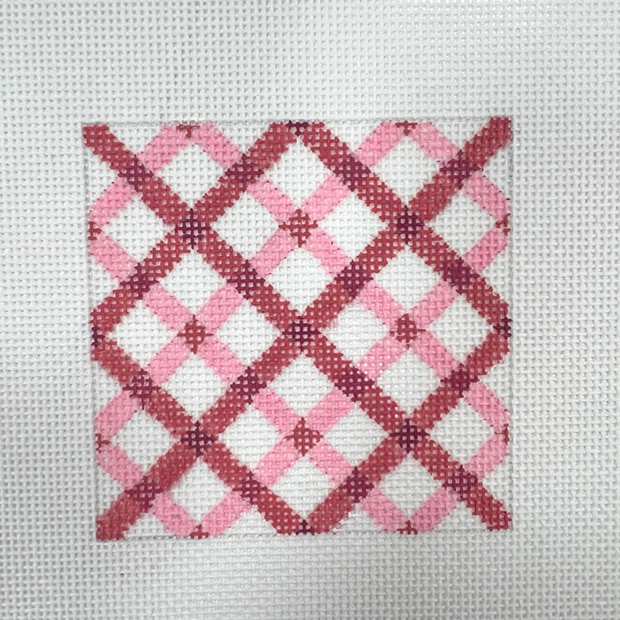 Double Cris Cross Pinks Needlepoint Canvas