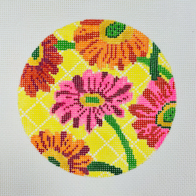 Gerber Daisies Round Needlepoint Canvas