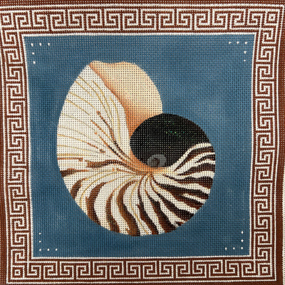 Nautilus Shell with Asian Borders Needlepoint Canvas