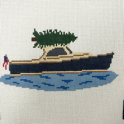 Christmas Tree Delivery by Boat Needlepoint Canvas