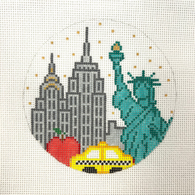 NYC Round Ornament Needlepoint Canvas