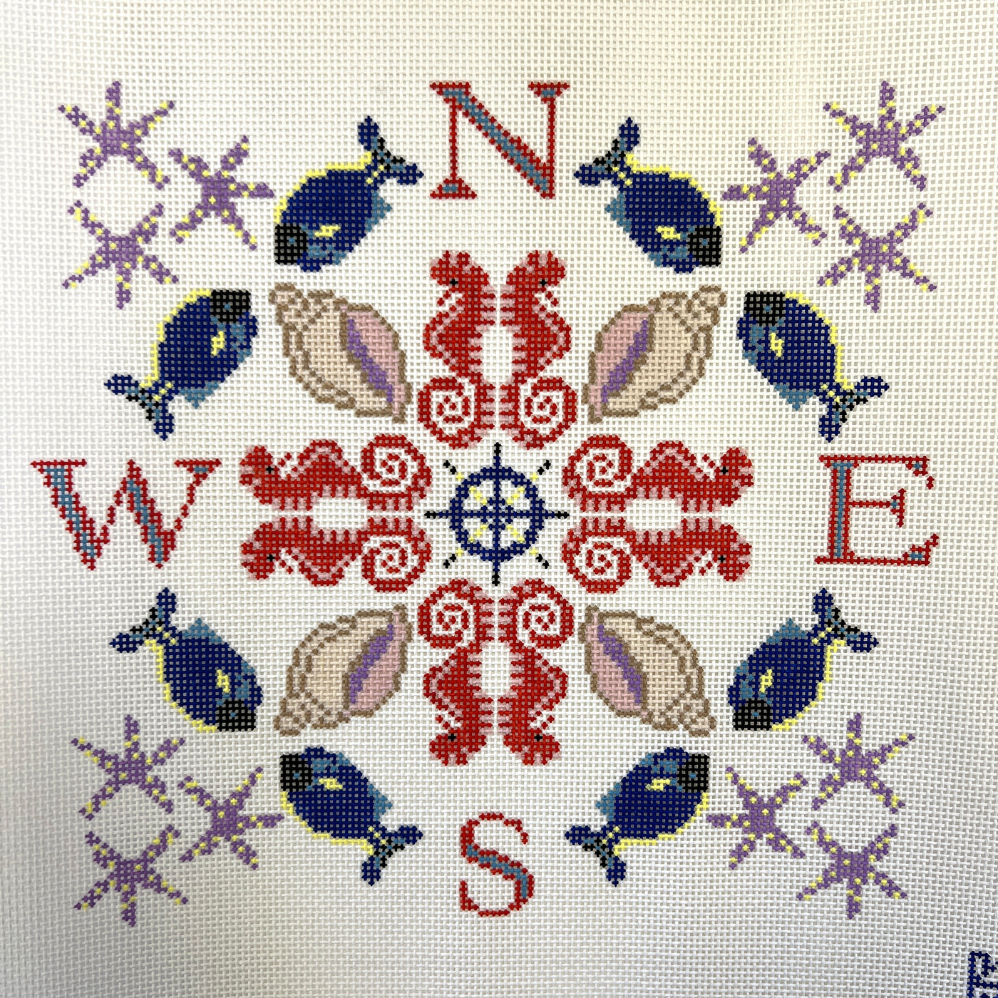Tropical Compass Rose Needlepoint Canvas