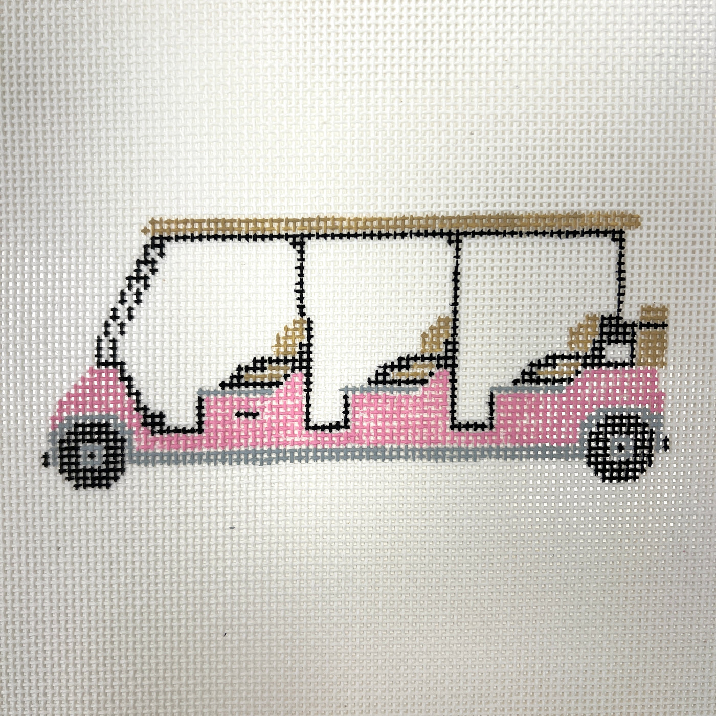 Pink Limo Cart Needlepoint Canvas