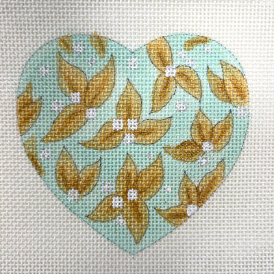 Green Leaf Heart Needlepoint Canvas