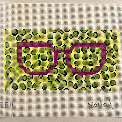 Green Leopard Spots Eyeglass Case Needlepoint Canvas