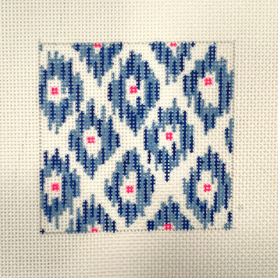 Ikat - Blues and Pink Needlepoint Canvas