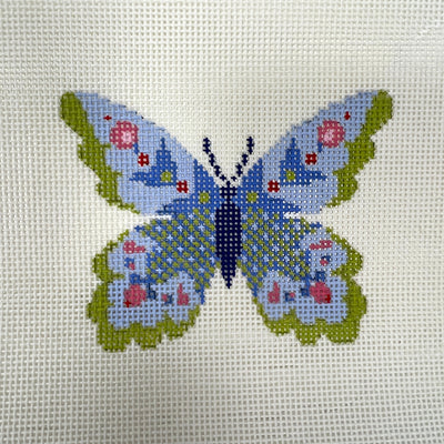 Blue Butterfly Ornament Needlepoint Canvas