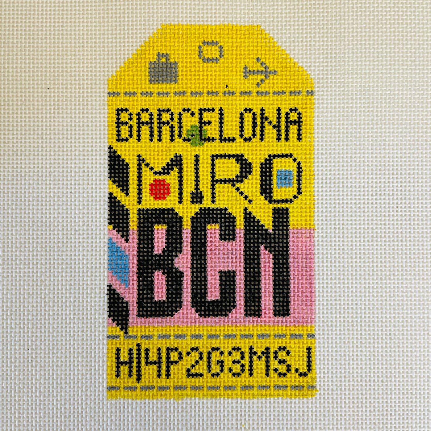Barcelona BCN Travel Tag Needlepoint Canvas