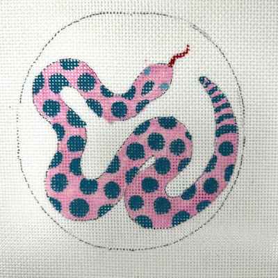 Pink Snake Ornament or Insert Needlepoint Canvas