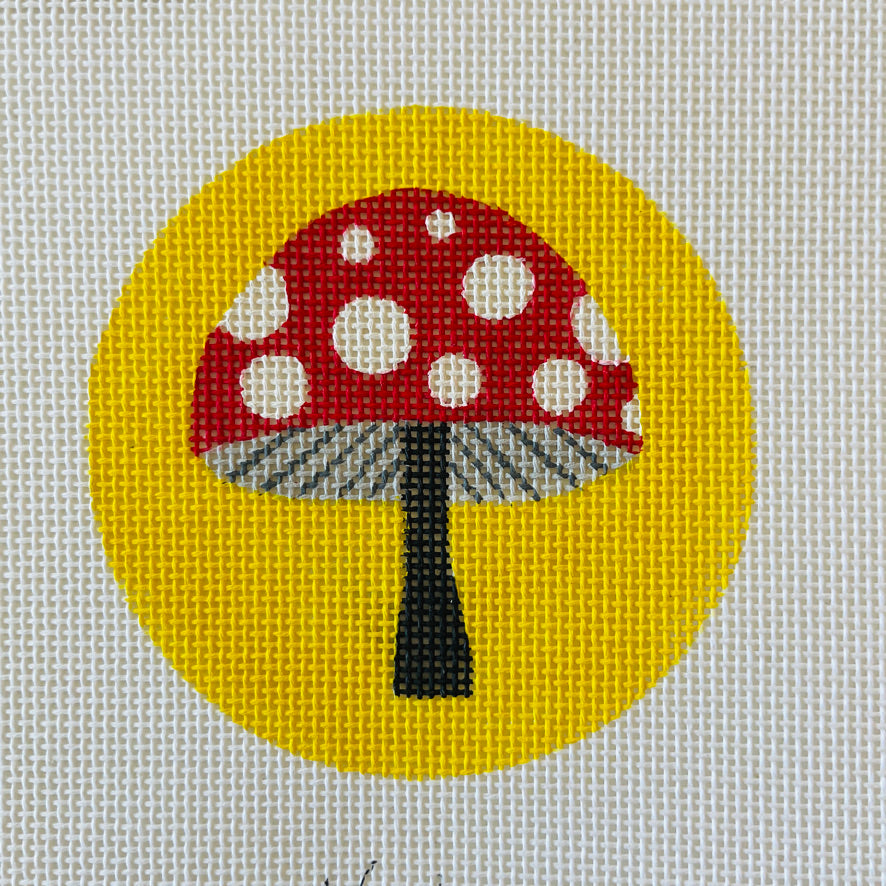 Red Polka Dot Mushroom Needlepoint Canvas