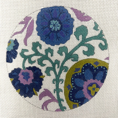 Blue Floral Ornament Needlepoint Canvas