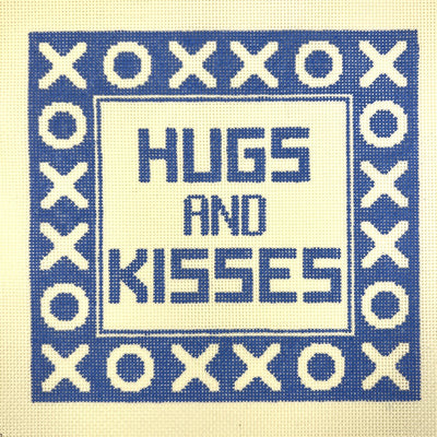 Hugs & Kisses Pillow Blue Needlepoint Canvas