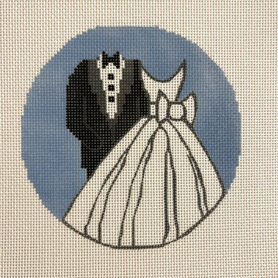 Tux and Wedding Dress Ornament Needlepoint Canvas