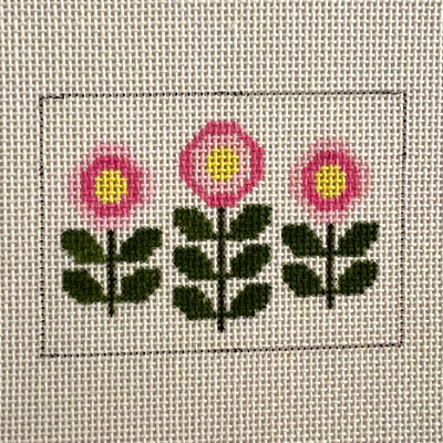 Three Blooms Insert - Pink Needlepoint Canvas