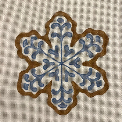 White & Blue Snowflake Ornament Needlepoint Canvas