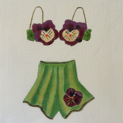 Pansies Bra & Pants Set Needlepoint Canvas