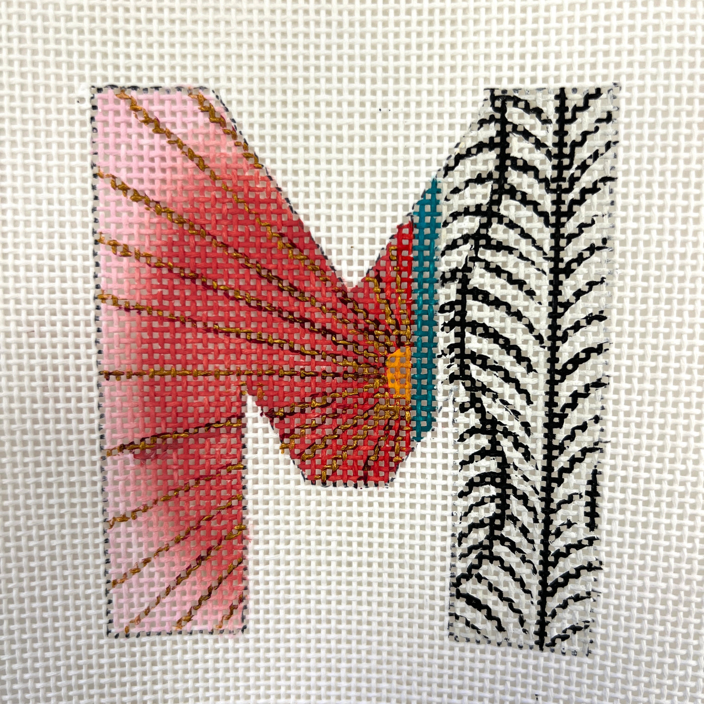 Whimsical Letter M Needlepoint Canvas