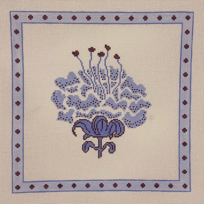 Blueberry Peony needlepoint canvas by Katie Ridder