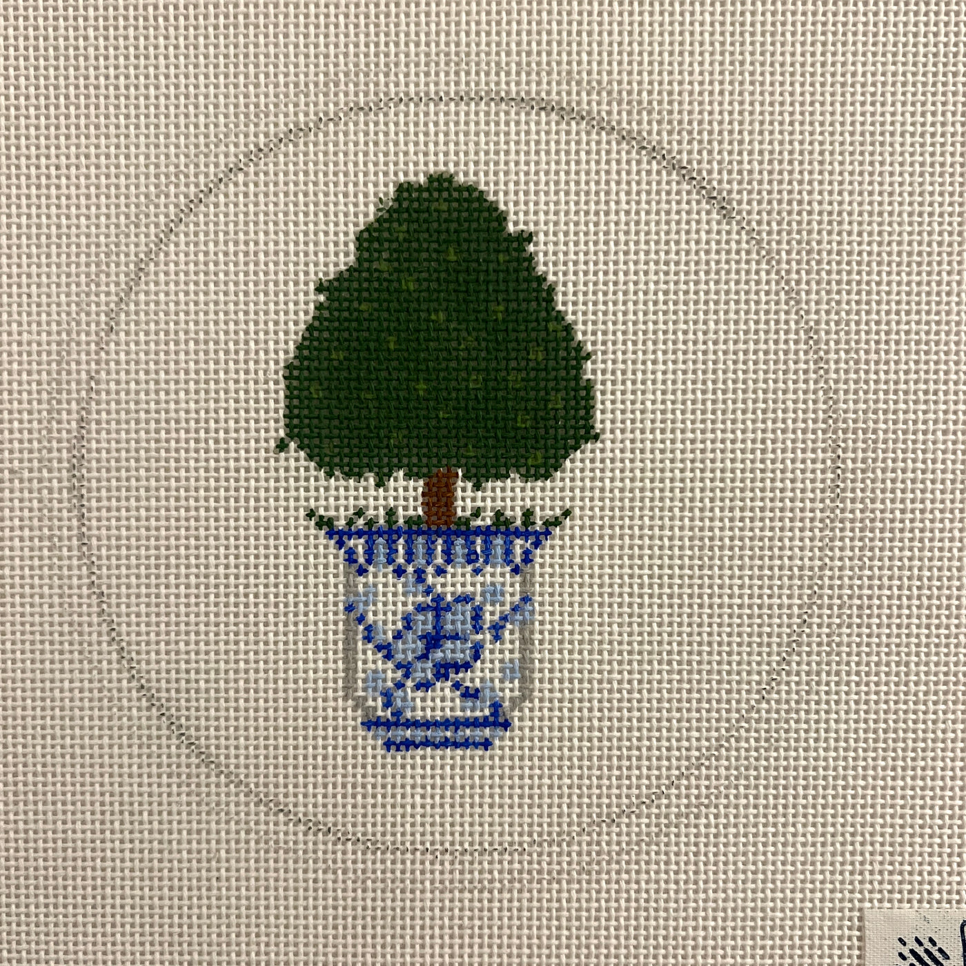 Summer Topiary Ornament & Stitch Guide Needlepoint Canvas
