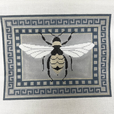 Elegant Bee with Grey Borders Needlepoint Canvas