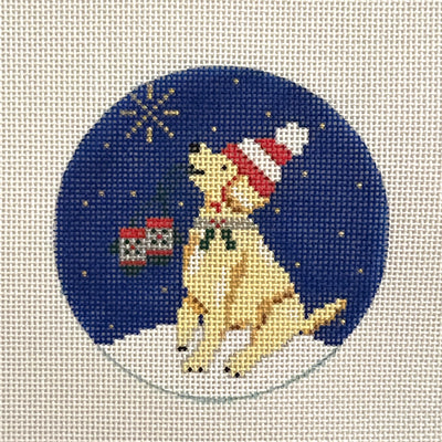 Midnight Yellow Labrador Ornament Needlepoint Canvas