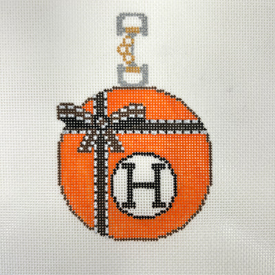 Orange H Ornament Needlepoint Canvas