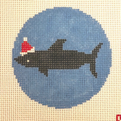 Santa Shark Ornament Needlepoint Canvas