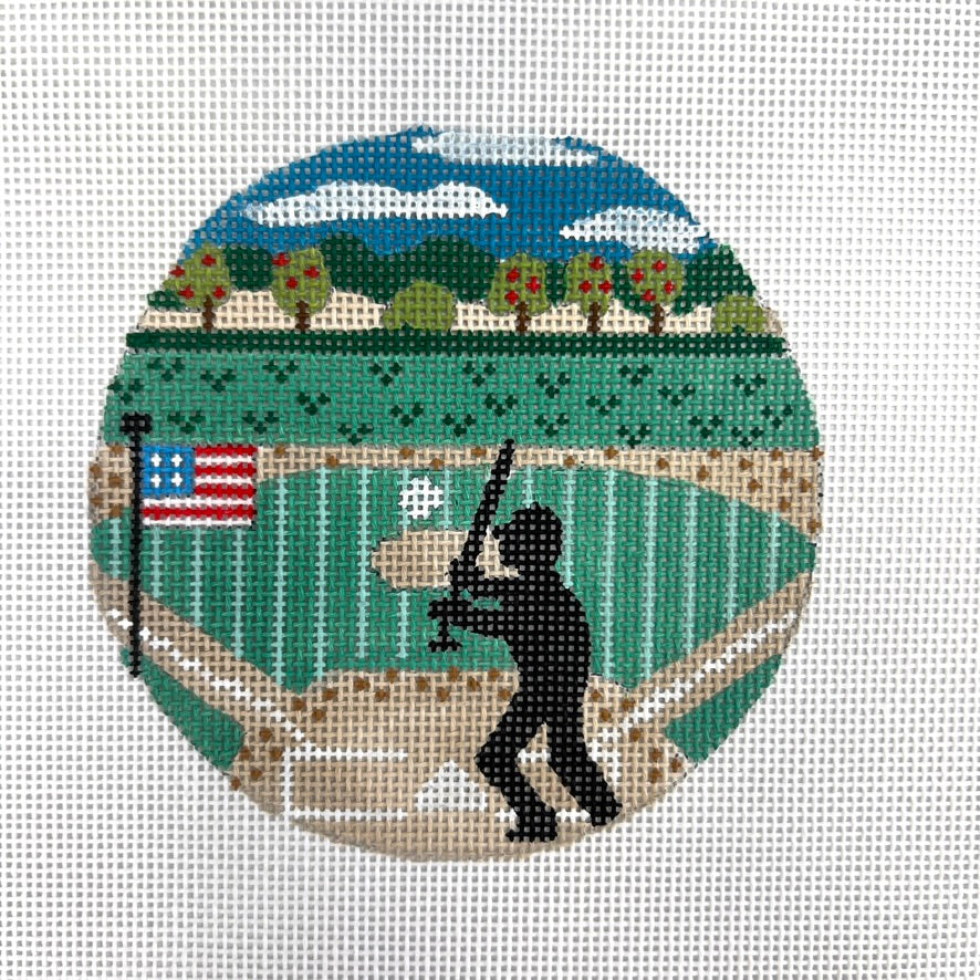 Baseball Round Ornament Needlepoint Canvas
