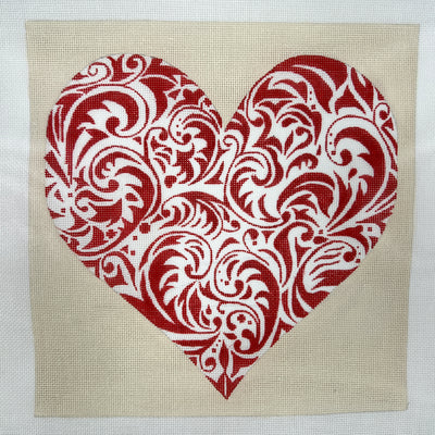 Scrolled Hearts Needlepoint Canvas