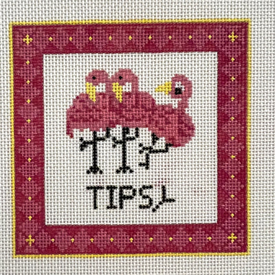Tipsy Flamingo Coaster Needlepoint Canvas