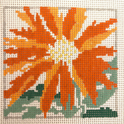 Small Orange Splash Flower Needlepoint Canvas