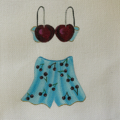 Black Cherries Bra & Pants Set Needlepoint Canvas