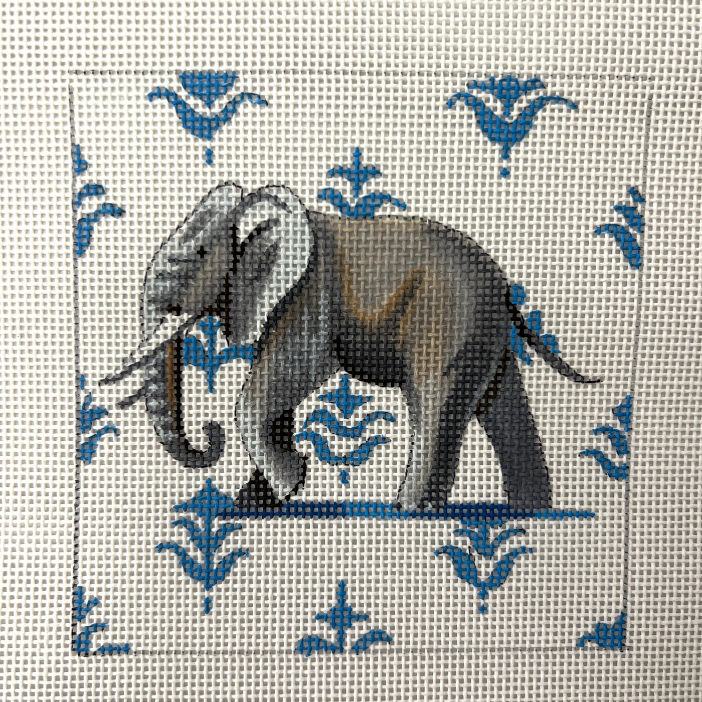 Elephant on Blue & White Pattern Insert