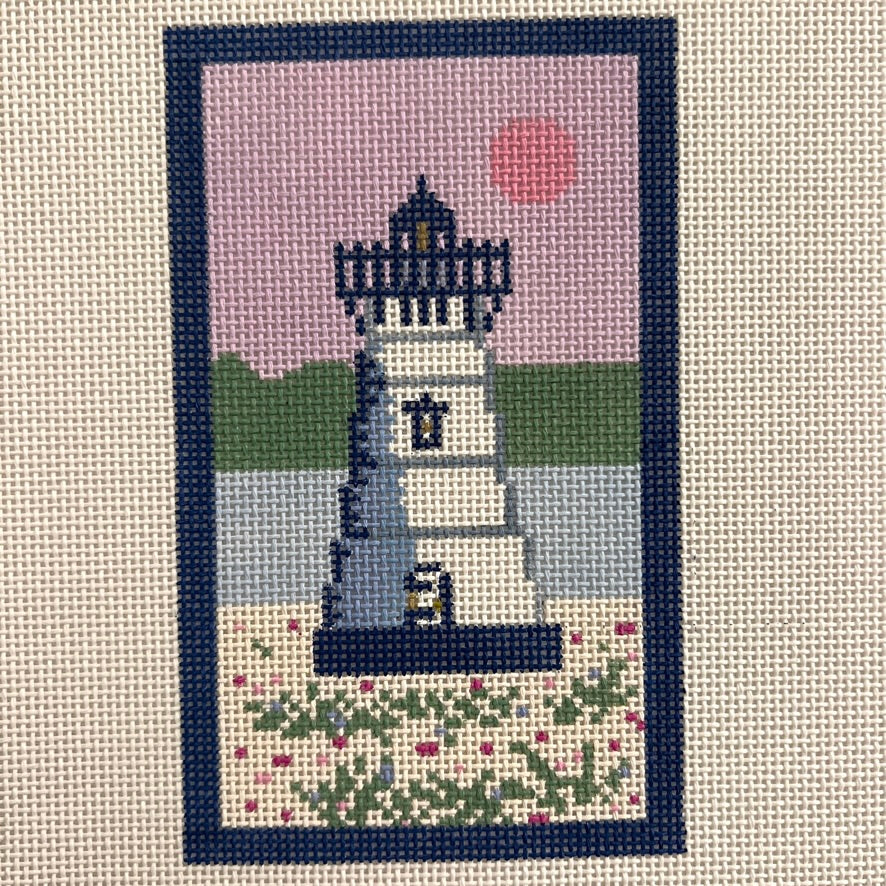 Lighthouse in Pastels Eyeglass Case Needlepoint Canvas