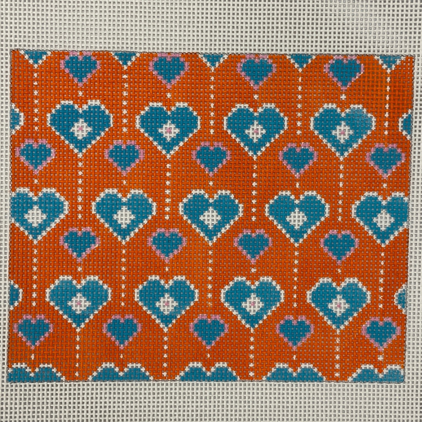 Olivia Orange Hearts Needlepoint Canvas