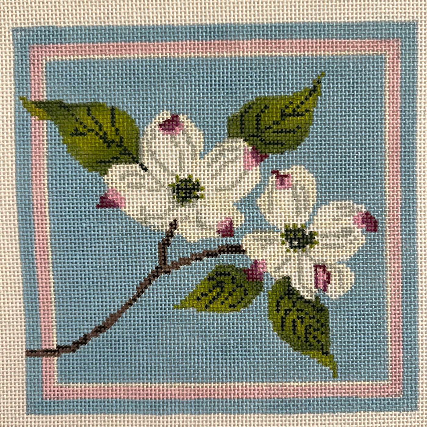 Orchid on Blue Square Needlepoint Canvas