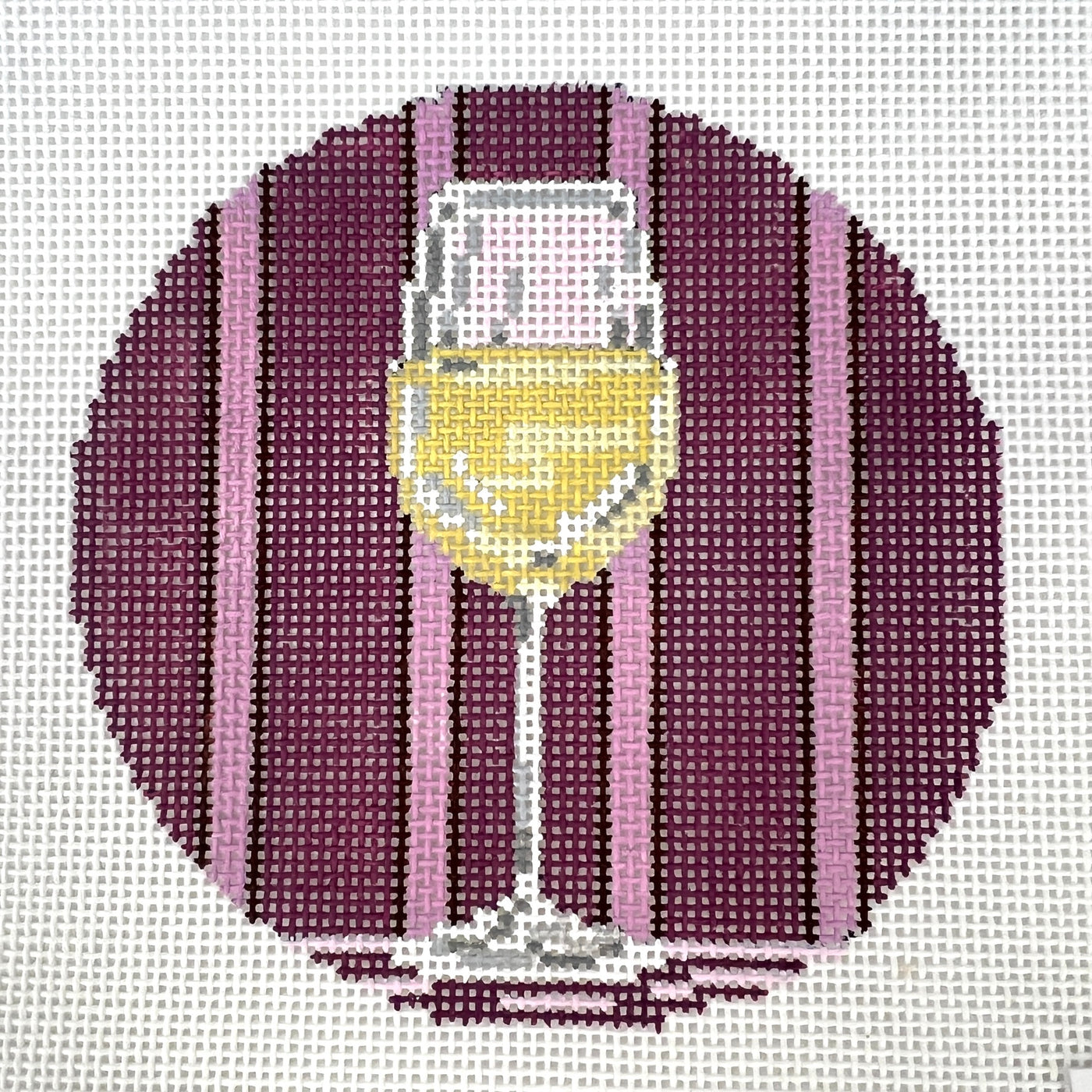 White Wine Round/Coaster Needlepoint Canvas
