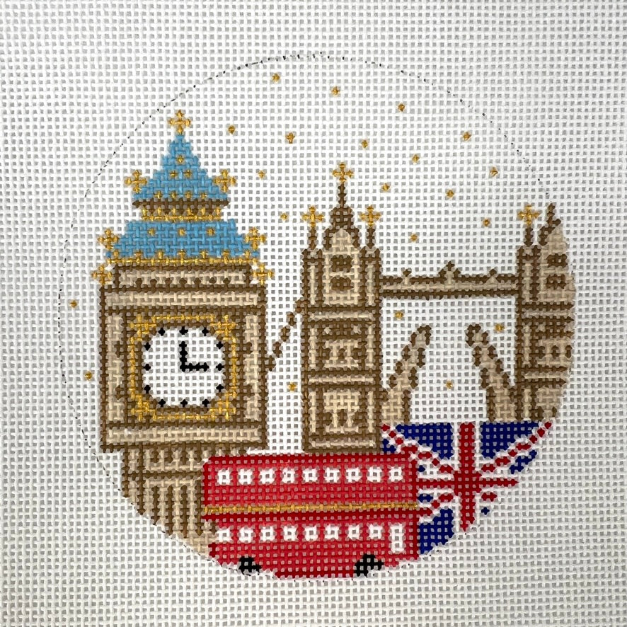 London Round Ornament Needlepoint Canvas