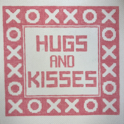 Hugs & Kisses Pillow Pink Needlepoint Canvas